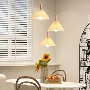 16/19.5/23.5 W Twist Pendant Lighting Contemporary Bamboo 1 Light Living Room Hanging Lamp in Beige Pendant Lights