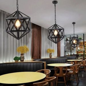 Hardwired Aurous Pendant with Glass Geometric Shade for Residential Use, String Mounted Pendant Lights