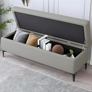Natural Color Trendy Upholstered Solid Color Accent Bench with Cushioned Comfort Benches