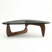 Modern Triangular Hardened Glass Top Coffee Table with MDF Pedestal Coffee Tables