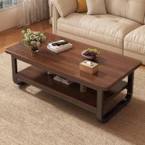 Oblong Board Game Coffee Table with Manufactured Wood Top, Repository Storage, and Shelf Coffee Tables