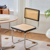 Modern Rattan Accent Chair with High-Back Woven Back and Armless Design in Beige Accent Chairs