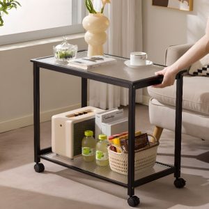 Art Deco Chairside Table - Table Only with White Stone Orbicular Top and Pedestal Base End & Side Tables