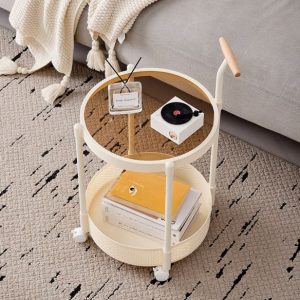 Nordic C Side Table Round Minimalist Solid Wood End Table for Living Room End & Side Tables