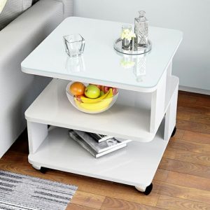 Scandinavian Round Solid Wood Top Side Table 16.5-inch Pedestal End Table End & Side Tables