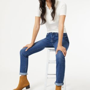 EMMA SLIM BOYFRIEND IN DARK BRUSHED FEATHER BLUE