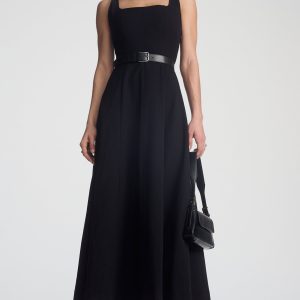 SQUARE NECK MAXI DRESS IN BLACK