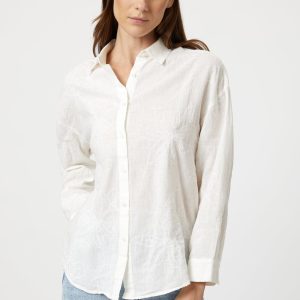 JACQUARD LONG SLEEVE SHIRT IN WHITE