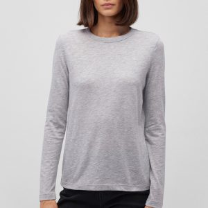 LONG SLEEVE CREW NECK T-SHIRT IN SNOW GREY MELANGE