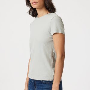 LUXE TOUCH TENCEL™ RIBBED T-SHIRT IN PIGEON