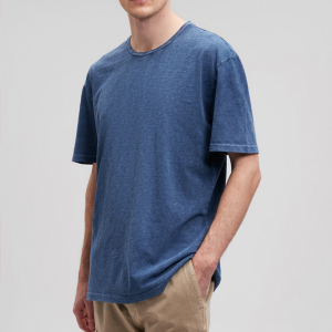 SLUB CREW NECK T-SHIRT IN NAVY BLAZER