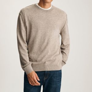 EDITION LONG SLEEVE CREW NECK SWEATER IN OATMEAL MELANGE