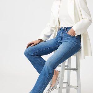 ANIKA CROPPED FLARE IN MID BRUSHED FLEX BLUE