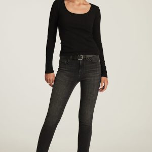 KATHLEEN SLIM BOYFRIEND IN SMOKE BRUSHED FEATHER BLUE