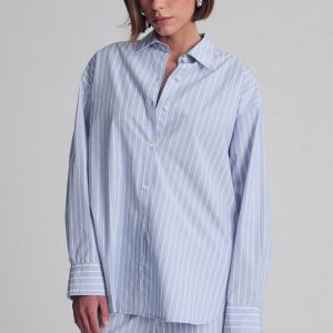 LONG SLEEVE BUTTON-UP SHIRT IN BLUE STRIPE