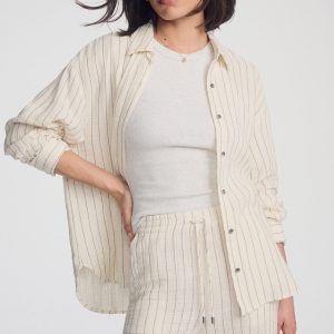 DOUBLE FACE LONG SLEEVE SHIRT IN GREY STRIPE