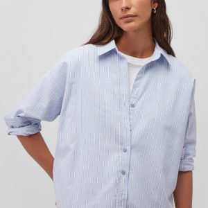 LONG SLEEVE BUTTON-UP SHIRT IN BLUE STRIPE
