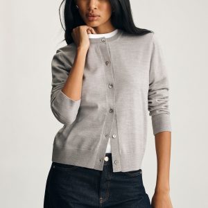 EDITION MERINO WOOL CARDIGAN IN LIGHT GREY MELANGE